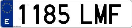 Ejemplo de matrícula española 1185 LMF
