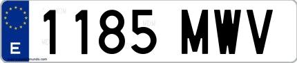 Ejemplo de matrícula española 1185 MWV