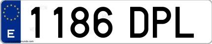 Ejemplo de matrícula española 1186 DPL