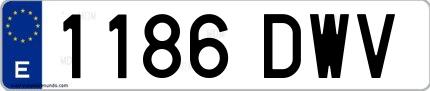 Ejemplo de matrícula española 1186 DWV