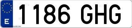 Ejemplo de matrícula española 1186 GHG