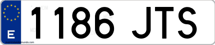 Ejemplo de matrícula de coche ordinaria 1186 JTS