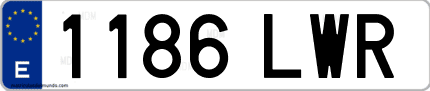 Ejemplo de matrícula de coche ordinaria 1186 LWR