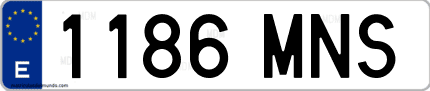 Ejemplo de matrícula de coche ordinaria 1186 MNS