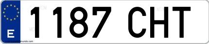 Ejemplo de matrícula española 1187 CHT
