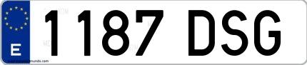 Ejemplo de matrícula española 1187 DSG