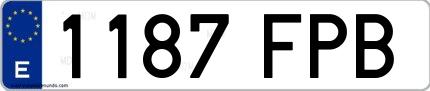 Ejemplo de matrícula española 1187 FPB