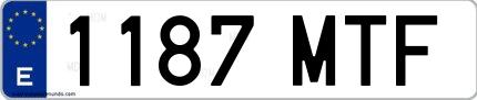 Ejemplo de matrícula española 1187 MTF
