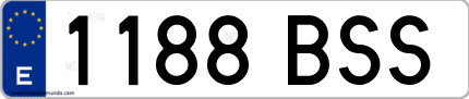 Ejemplo de matrícula de coche ordinaria 1188 BSS