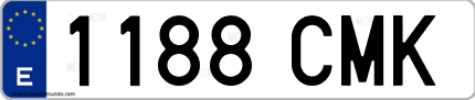 Ejemplo de matrícula de coche ordinaria 1188 CMK