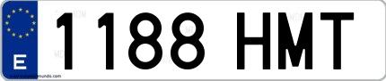 Ejemplo de matrícula española 1188 HMT