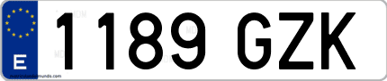 Ejemplo de matrícula de coche ordinaria 1189 GZK