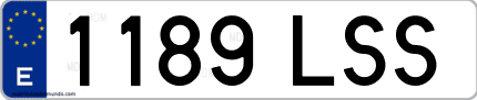 Ejemplo de matrícula de coche ordinaria 1189 LSS