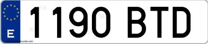 Ejemplo de matrícula española 1190 BTD