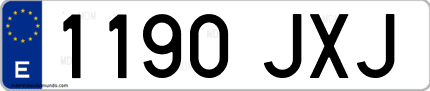 Ejemplo de matrícula de coche ordinaria 1190 JXJ