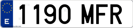 Ejemplo de matrícula de coche ordinaria 1190 MFR