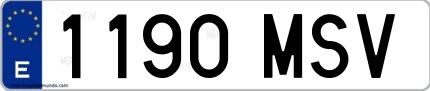 Ejemplo de matrícula española 1190 MSV