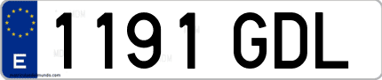 Ejemplo de matrícula de coche ordinaria 1191 GDL