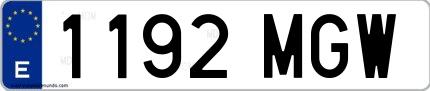 Ejemplo de matrícula española 1192 MGW