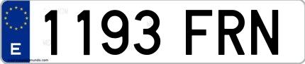 Ejemplo de matrícula española 1193 FRN