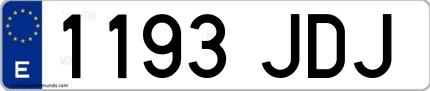 Ejemplo de matrícula española 1193 JDJ