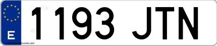 Ejemplo de matrícula española 1193 JTN