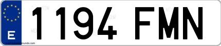 Ejemplo de matrícula española 1194 FMN