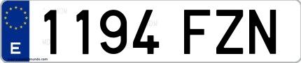 Ejemplo de matrícula española 1194 FZN