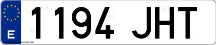 Ejemplo de matrícula española 1194 JHT