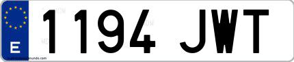 Ejemplo de matrícula española 1194 JWT