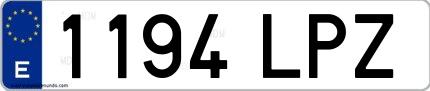 Ejemplo de matrícula española 1194 LPZ