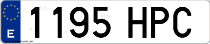 Ejemplo de matrícula de coche ordinaria 1195 HPC