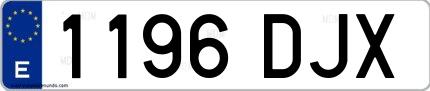 Ejemplo de matrícula española 1196 DJX