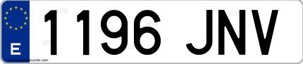 Ejemplo de matrícula española 1196 JNV
