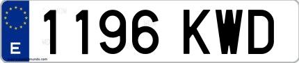Ejemplo de matrícula española 1196 KWD