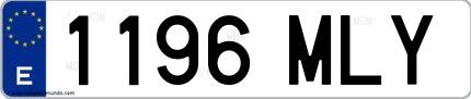 Ejemplo de matrícula española 1196 MLY