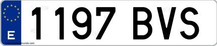 Ejemplo de matrícula española 1197 BVS