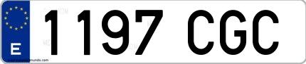 Ejemplo de matrícula española 1197 CGC