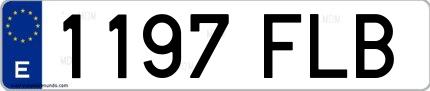 Ejemplo de matrícula española 1197 FLB