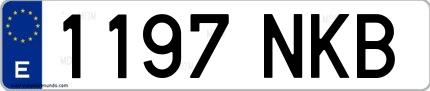 Ejemplo de matrícula española 1197 NKB