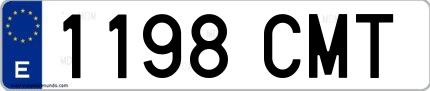 Ejemplo de matrícula española 1198 CMT