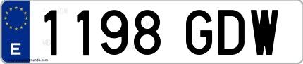Ejemplo de matrícula española 1198 GDW