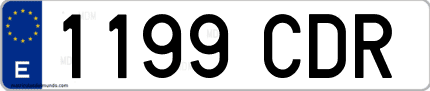 Ejemplo de matrícula de coche ordinaria 1199 CDR
