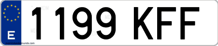 Ejemplo de matrícula de coche ordinaria 1199 KFF