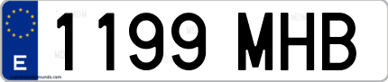 Ejemplo de matrícula de coche ordinaria 1199 MHB