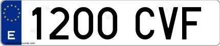 Ejemplo de matrícula española 1200 CVF
