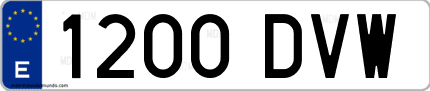 Ejemplo de matrícula de coche ordinaria 1200 DVW