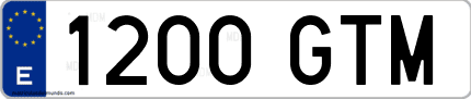Ejemplo de matrícula de coche ordinaria 1200 GTM