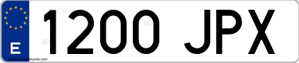 Ejemplo de matrícula de coche ordinaria 1200 JPX