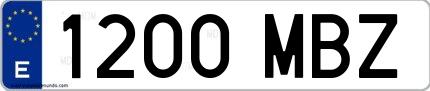 Ejemplo de matrícula española 1200 MBZ